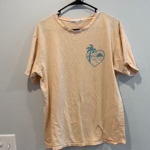 Altar'd State peach Tee with Teal Palm Graphic